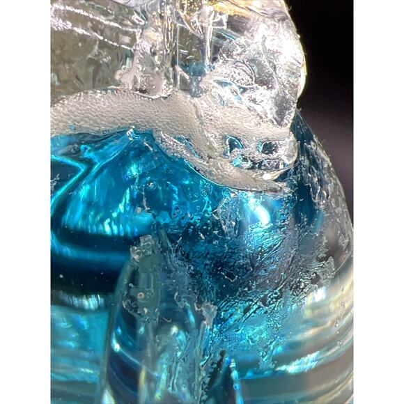 Vtg Chalet Canada Art Glass Blue Gold Clear MCM Paperweight Pear PLEASE READ - Picture 12 of 16